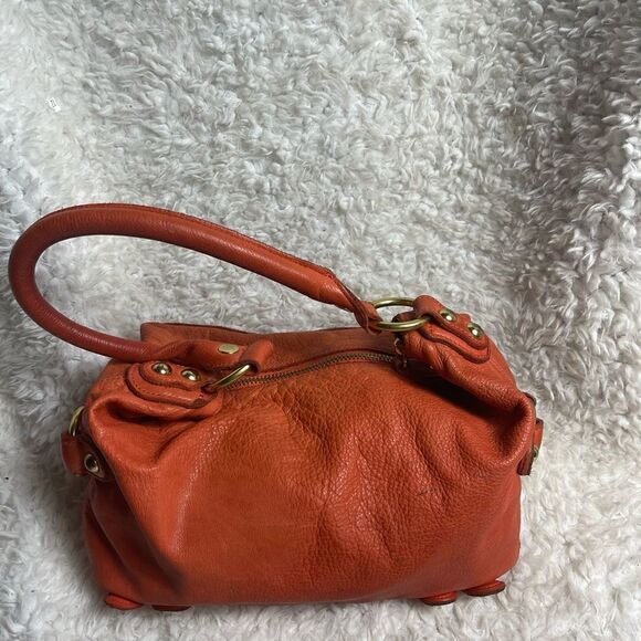 Vintage Fully Leather Orange Linea Pelle Collection shoulder bag brass hardwares - Picture 6 of 16
